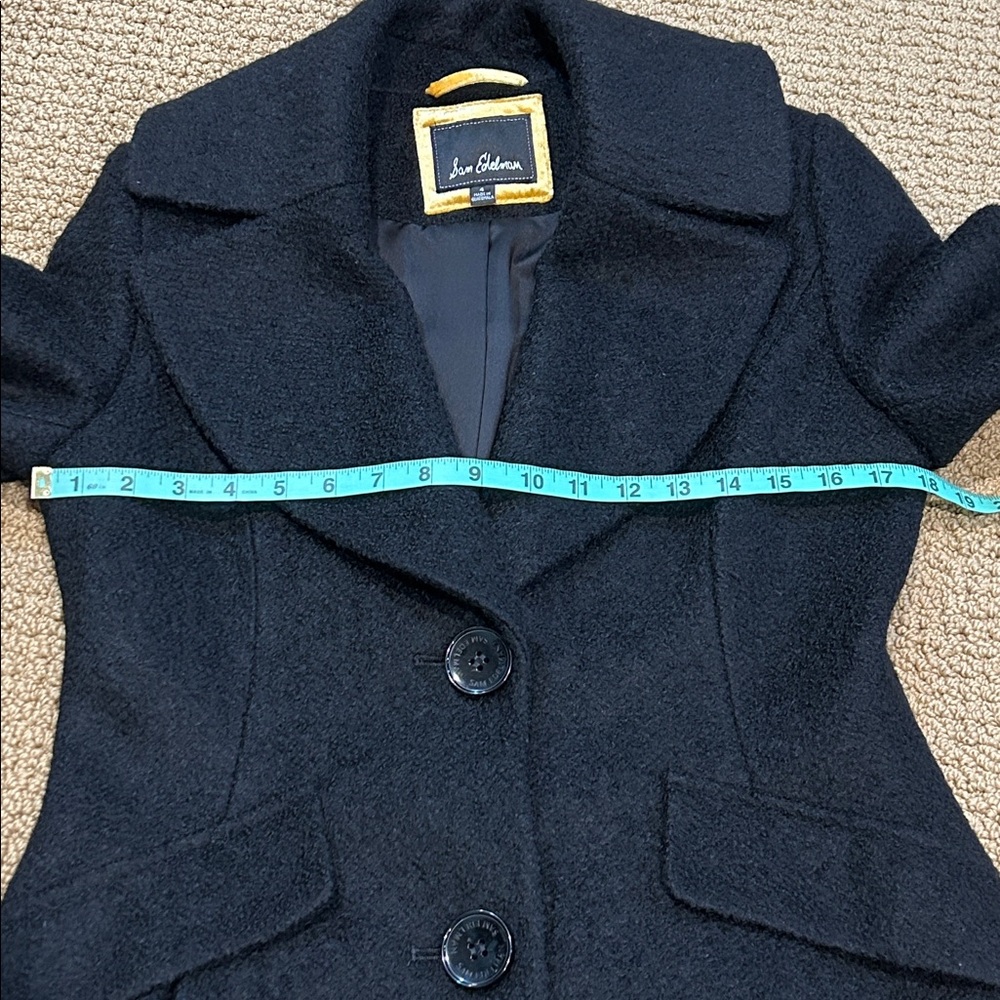 Sam Edelman A-line Textured Wool Blend Double Button Coat size 4 Black - Picture 14 of 17